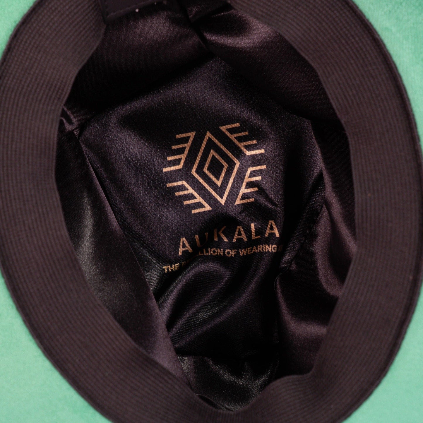 Aukala Hat Handcrafted Boho Itzel Hat – Green Suede Fedora with Gold Arrow & Beaded Accents